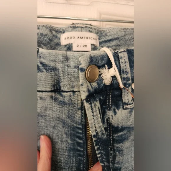 Good American Good Waist Skinny High Rise Blue Jeans Tummy Tech Size 2 /26 - Picture 13 of 16